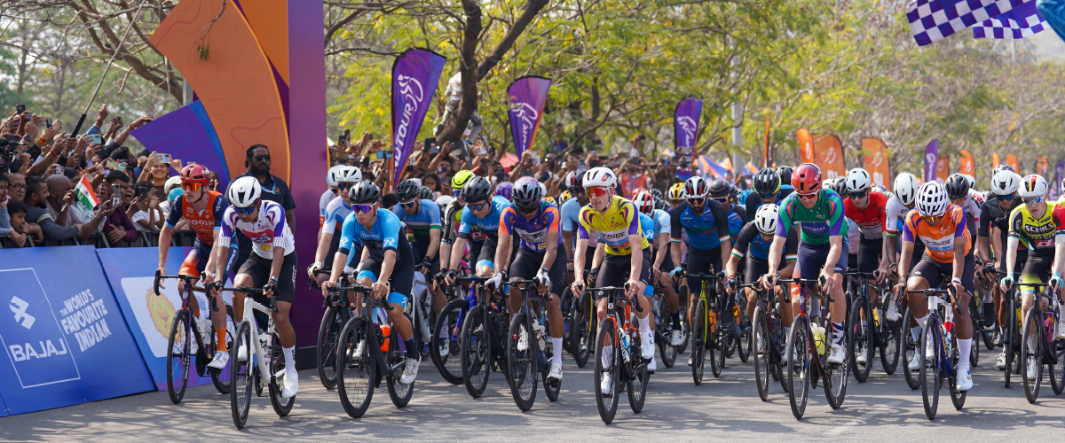 The Pune Grand Tour 2026 prologue start line at Goodluck Chowk